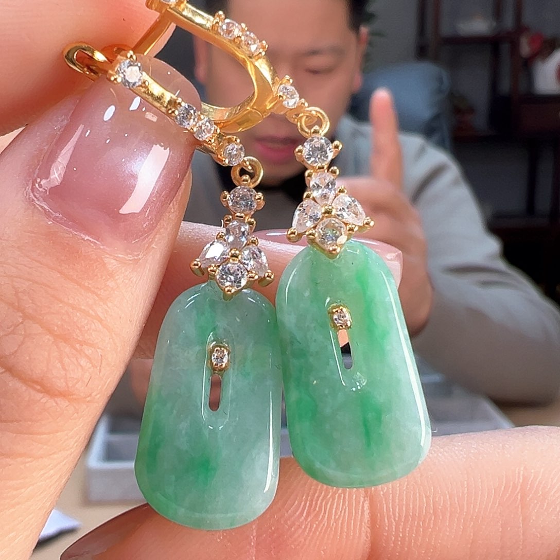 翡翠耳饰银S925镶嵌耳环4