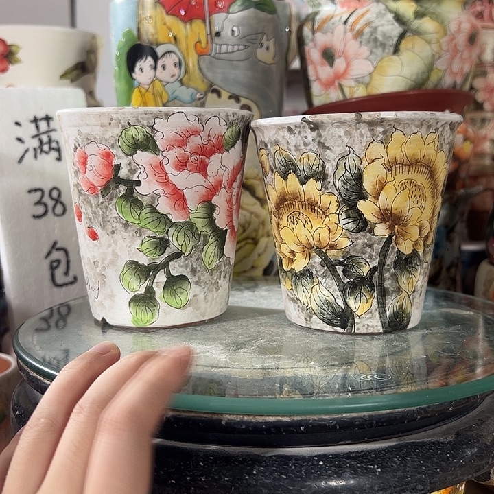 景德镇手绘花盆满38包邮偏远地区除外