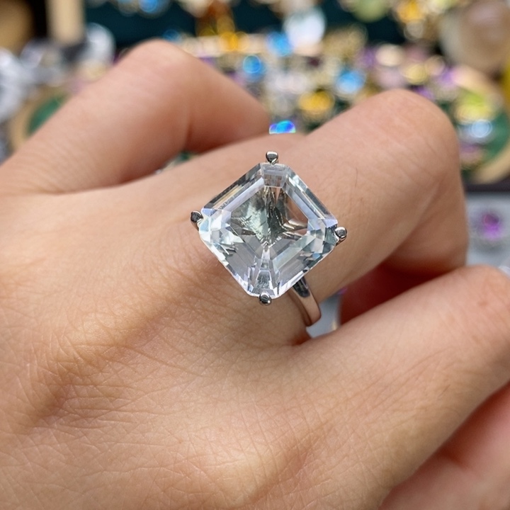 水晶戒指银S925镶嵌天然水晶戒指