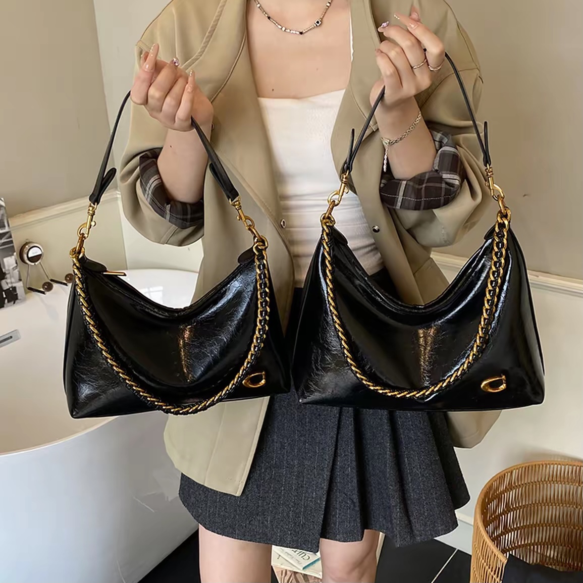 高级感包包女2025新款小众链条腋下托特包超火百搭单肩斜挎包1502