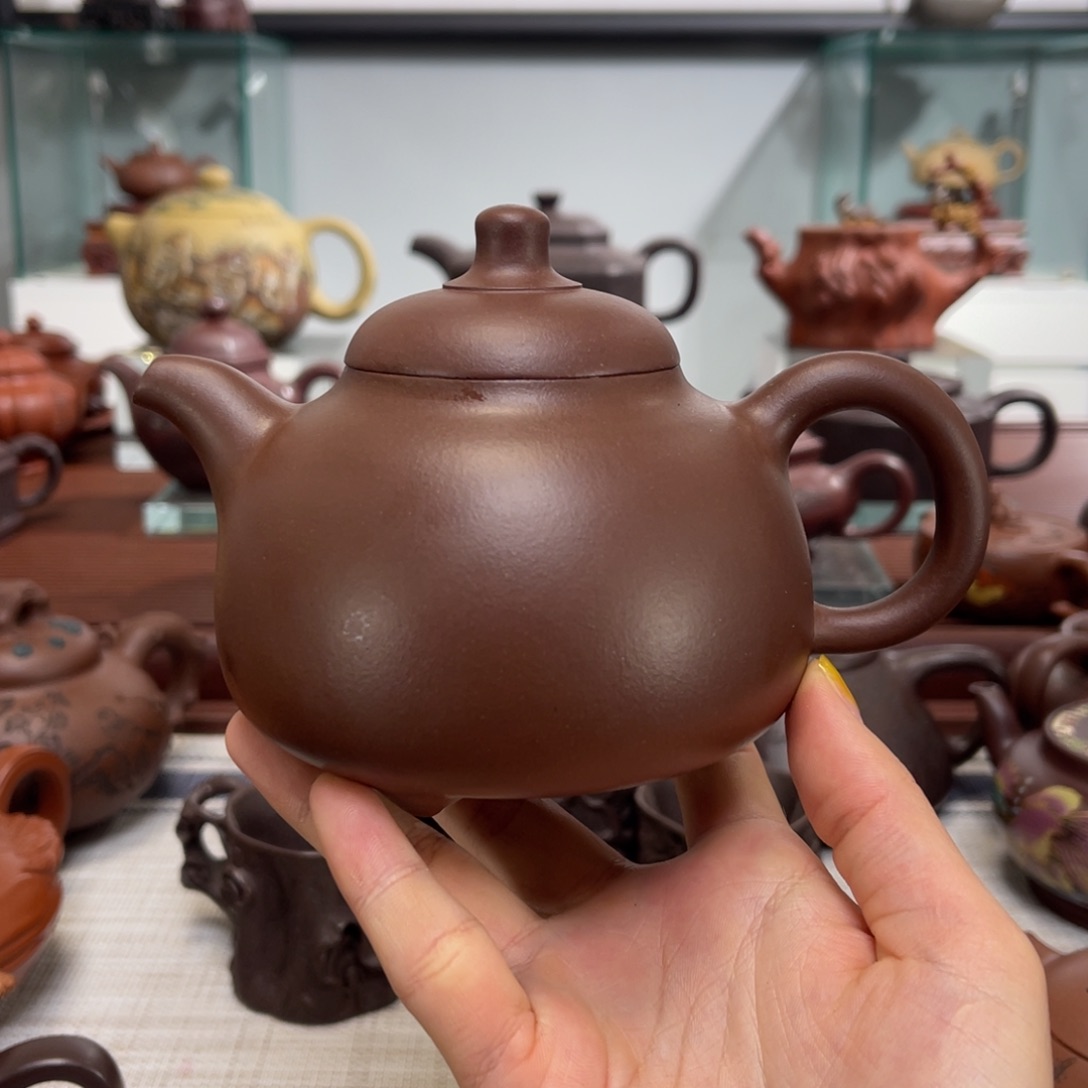 紫砂茶壶三足 紫泥