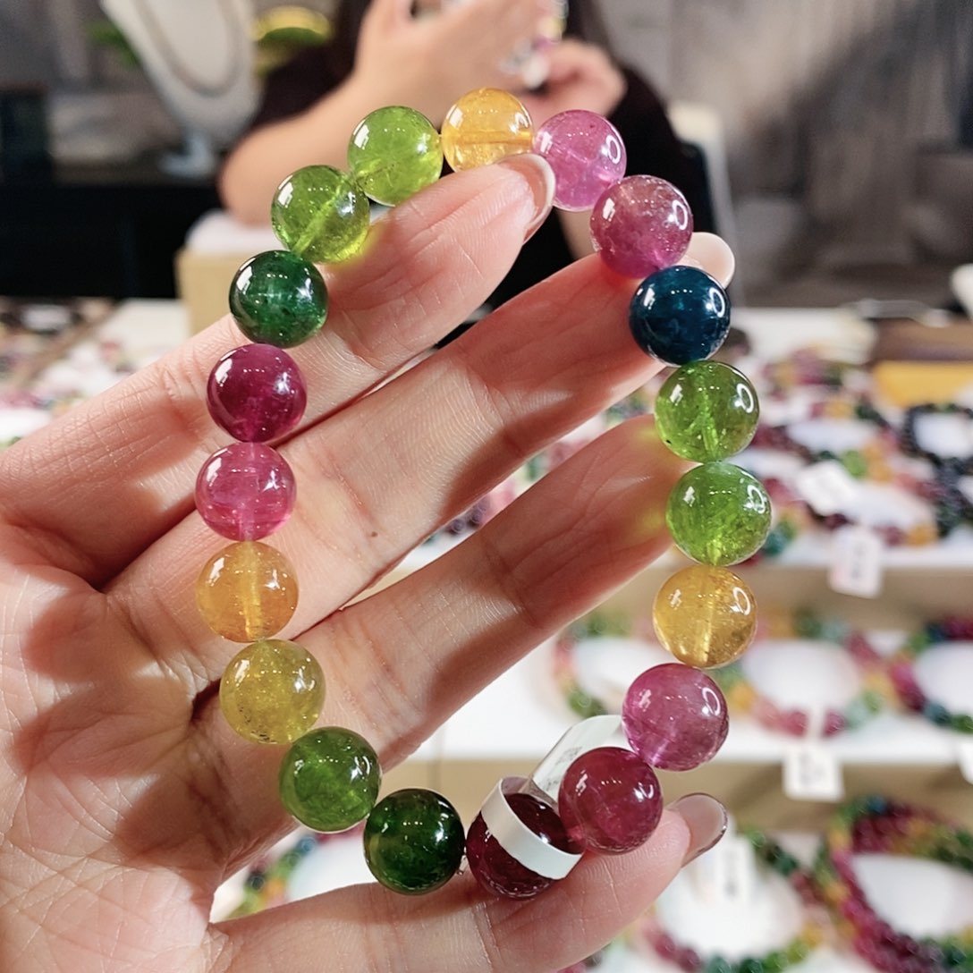 碧玺手串未镶嵌G2398单圈颜色微差