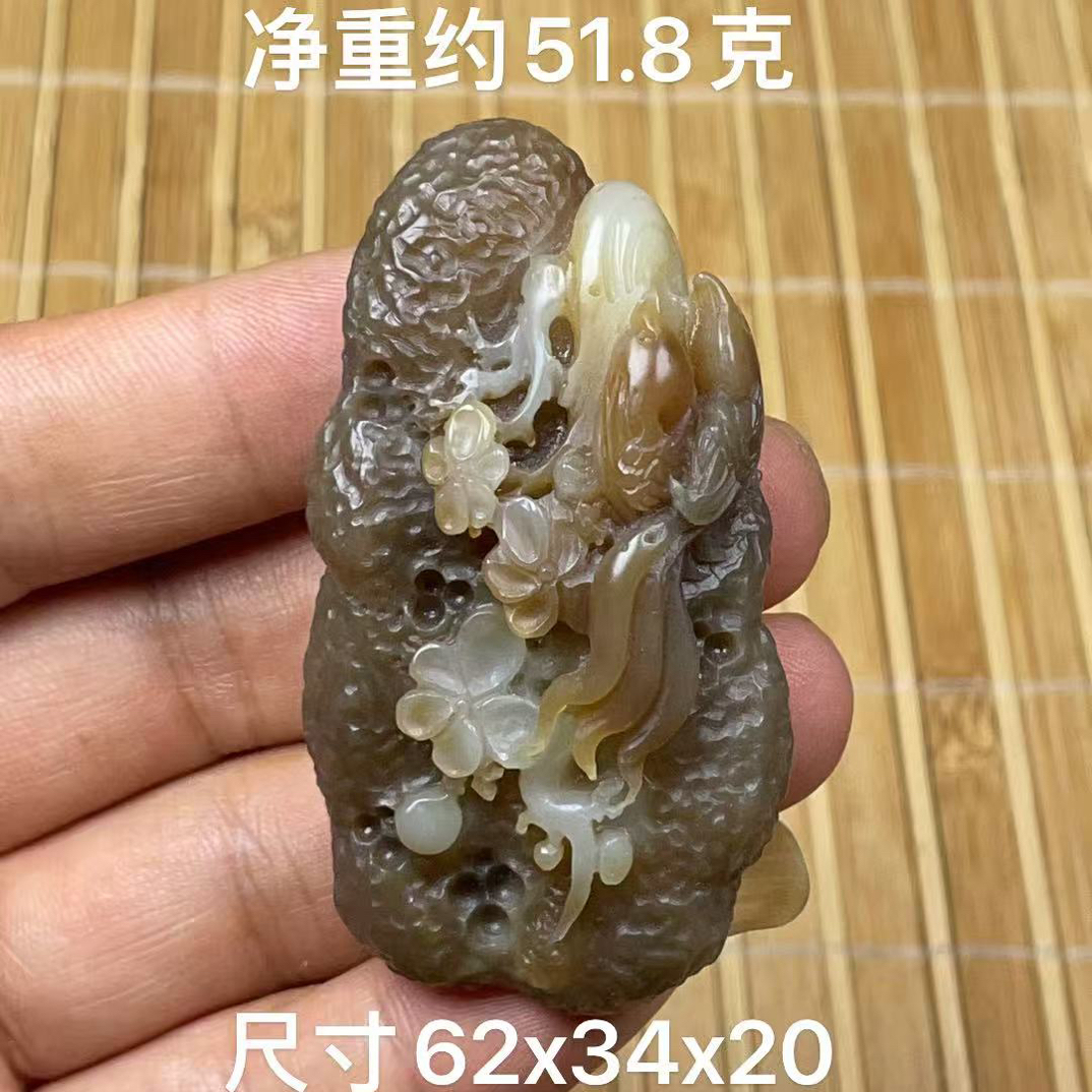 处理！天然和田玉且未糖手工俏色巧雕喜上枝头吊坠挂件手把件