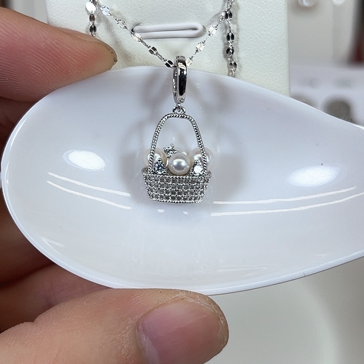 淡水珍珠银S925镶嵌颈饰