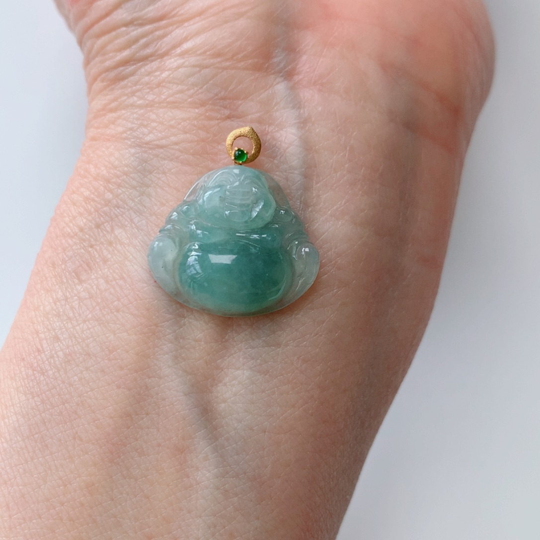 18K金镶嵌翡翠手链佛