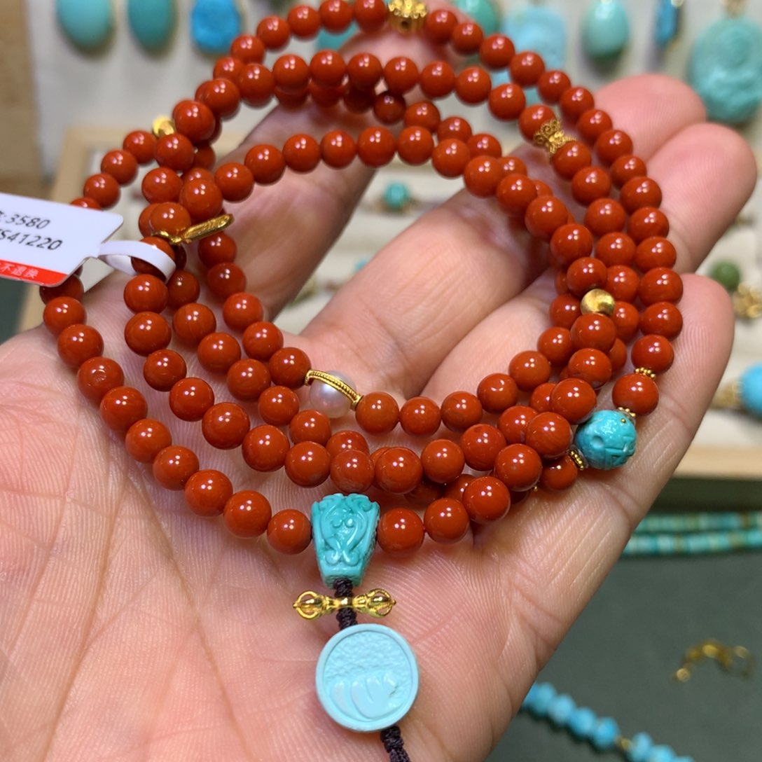 南红玛瑙项链18K金镶嵌桃****i