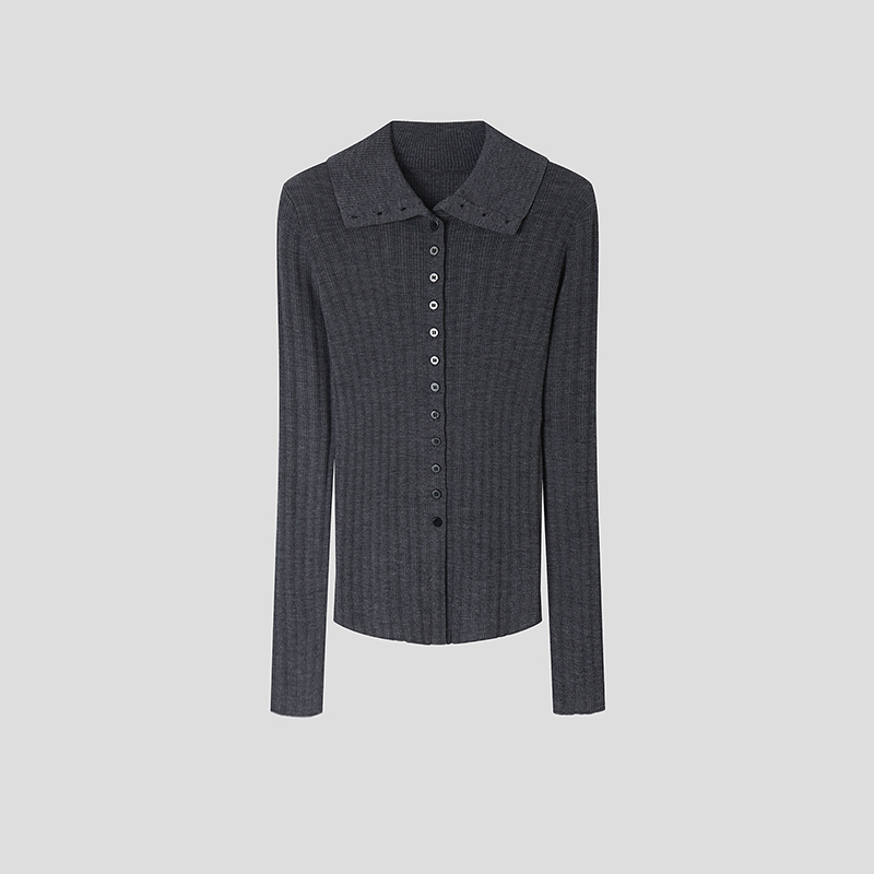 【纸片人】60支OTW纱线精纺羊毛知识分子风修身时髦造型针织衫