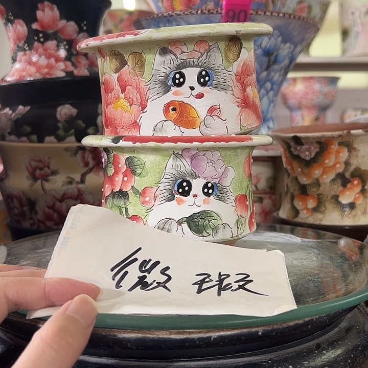 景德镇手绘花盆 满38包邮