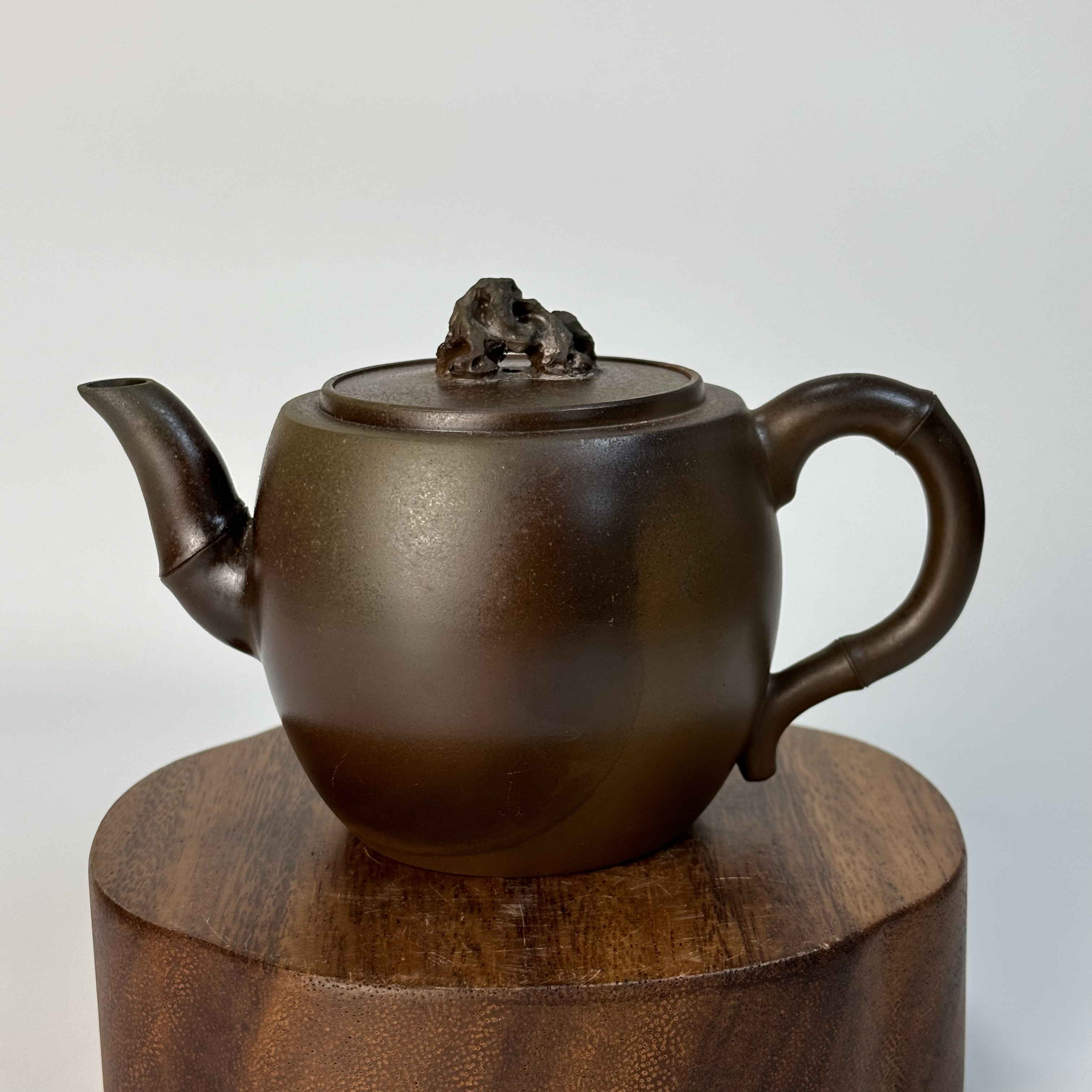 钦州坭兴陶手工茶壶太湖石清竹石趣造型200ml功夫泡茶壶柴烧高端