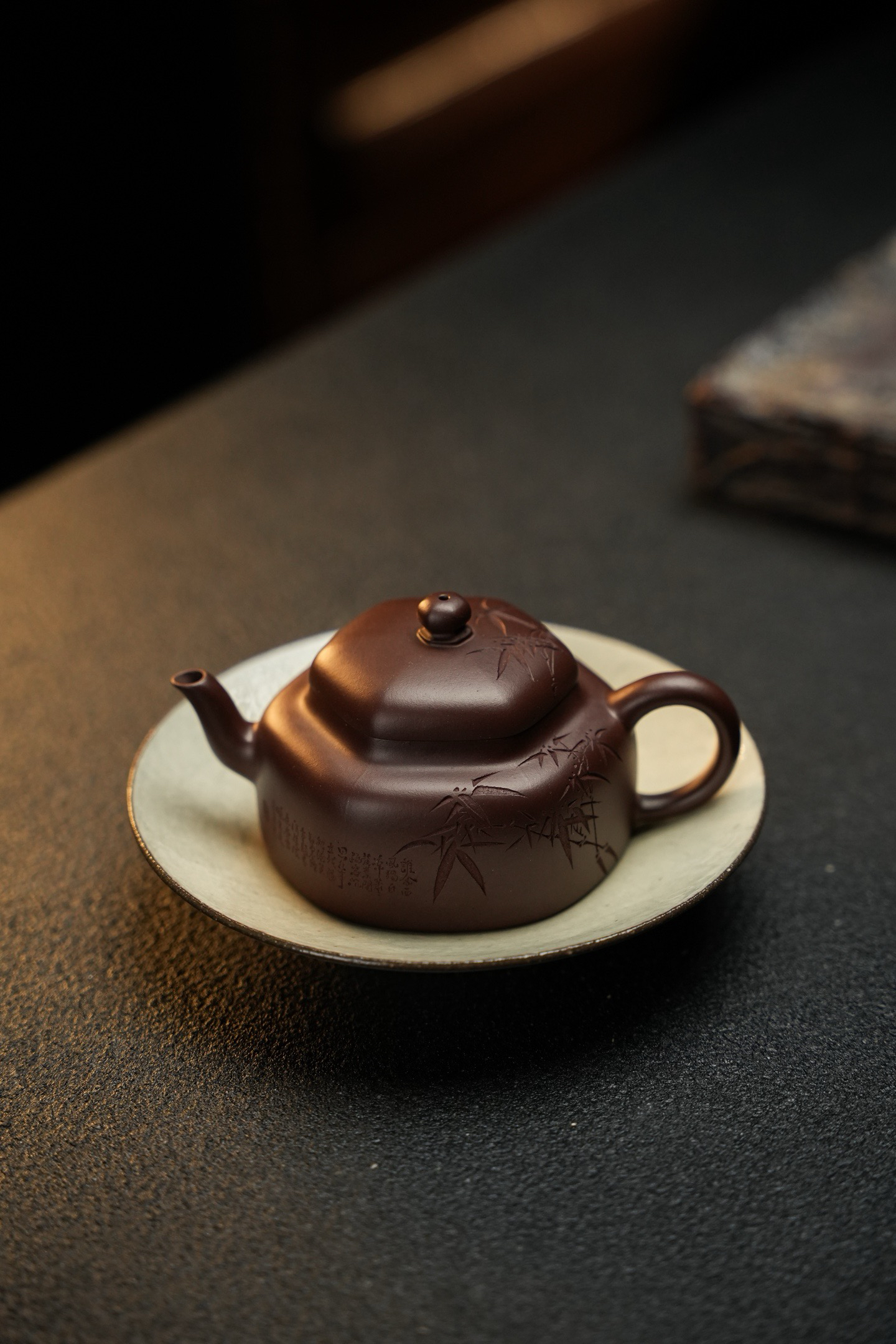 宜兴精品紫砂壶六方宝应·小精品·160cc老紫料 慕古润泽