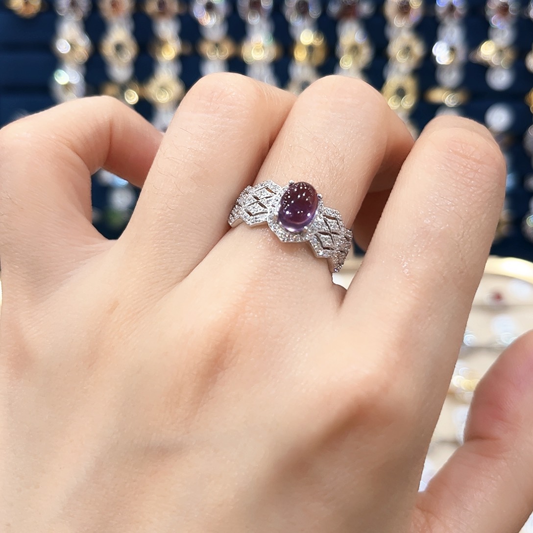 紫晶女款银S925镶嵌戒指