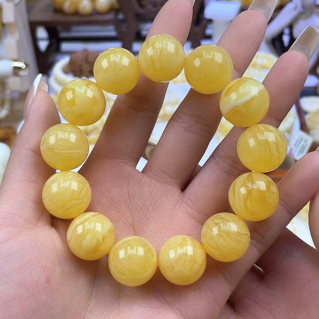 未镶嵌蜜蜡手链17mm虎皮妖花