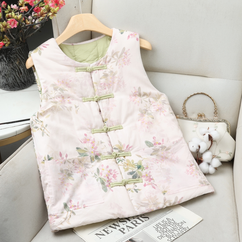 新中式国风棉花马甲背心女2025秋冬新款复古盘扣坎肩外搭马夹外套