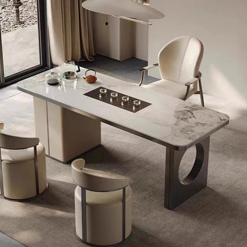 新款岩板茶桌小户型客厅家用简约办公室轻奢高级茶几泡茶桌椅组合