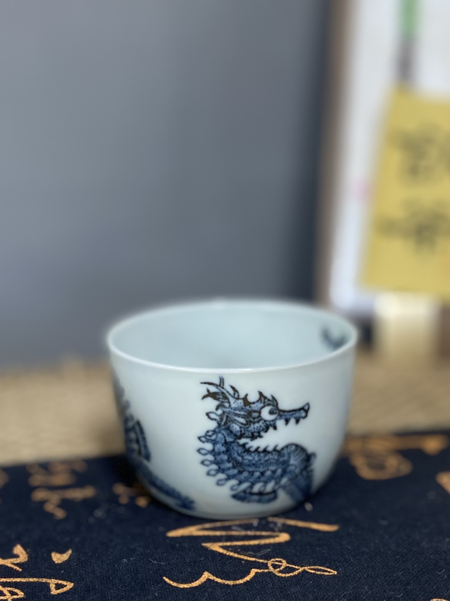 几道家珍陶瓷海马圆融杯110cc景德镇全手工茶杯青花瓷纯手工