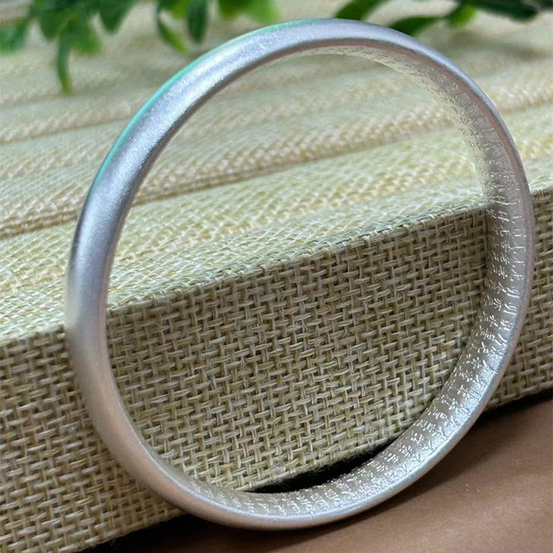 足银手镯 素圈闭口箴言手镯足银999