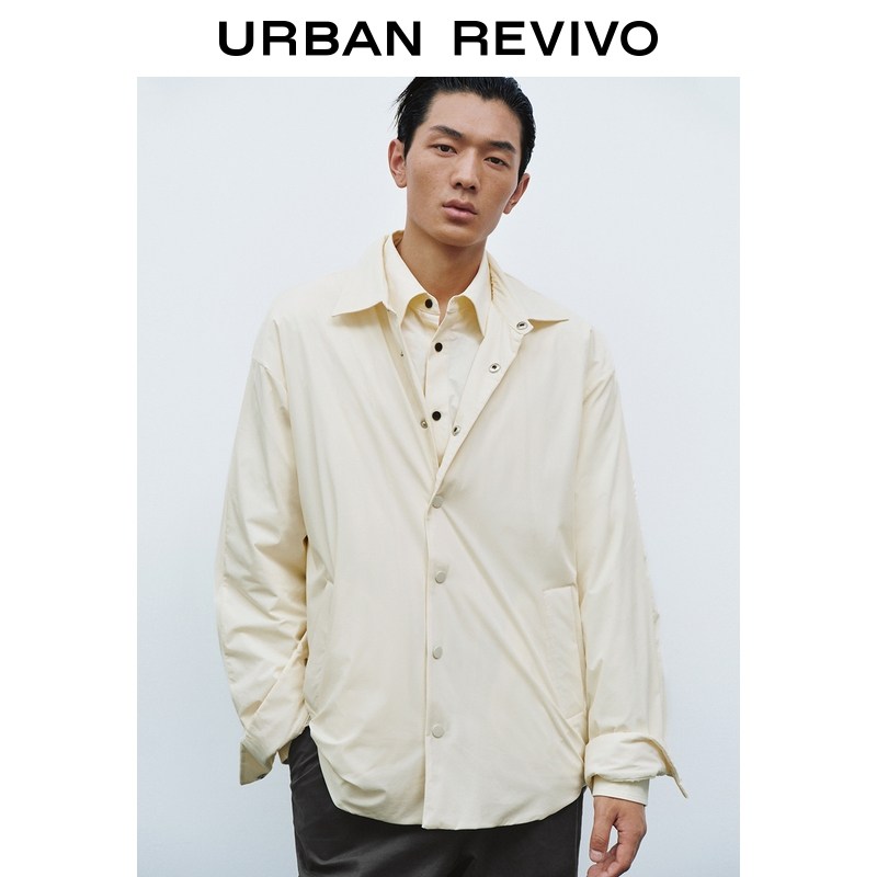 UR2025冬季新款男装都市通勤翻领排扣衬衫式羽绒服UMF150060
