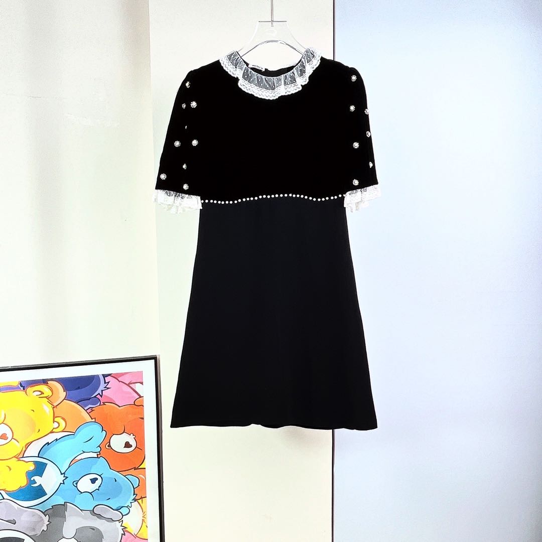 99新/Miumiu/缪缪/拼接连衣裙 /38码/Xsps12131