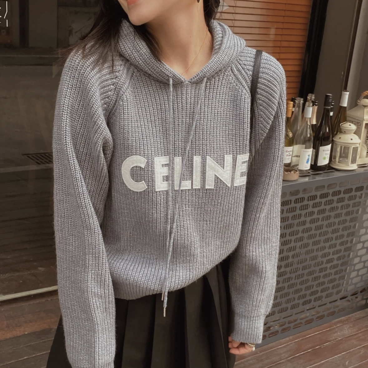 99新 Celine/思琳 2k031/标语羊绒毛衣 m码 羊绒