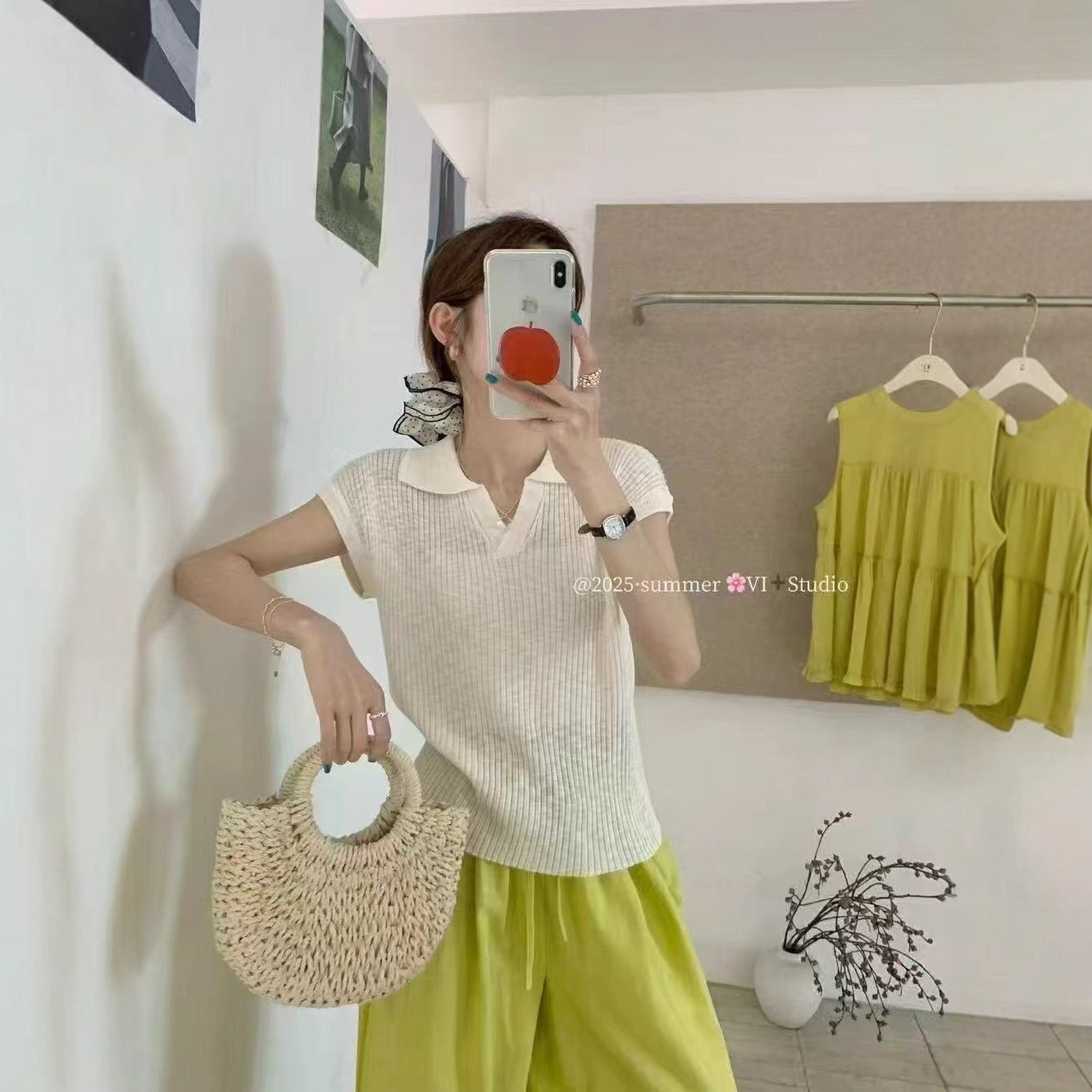 蜜柚家 显瘦洋气冰麻翻领POLO衫