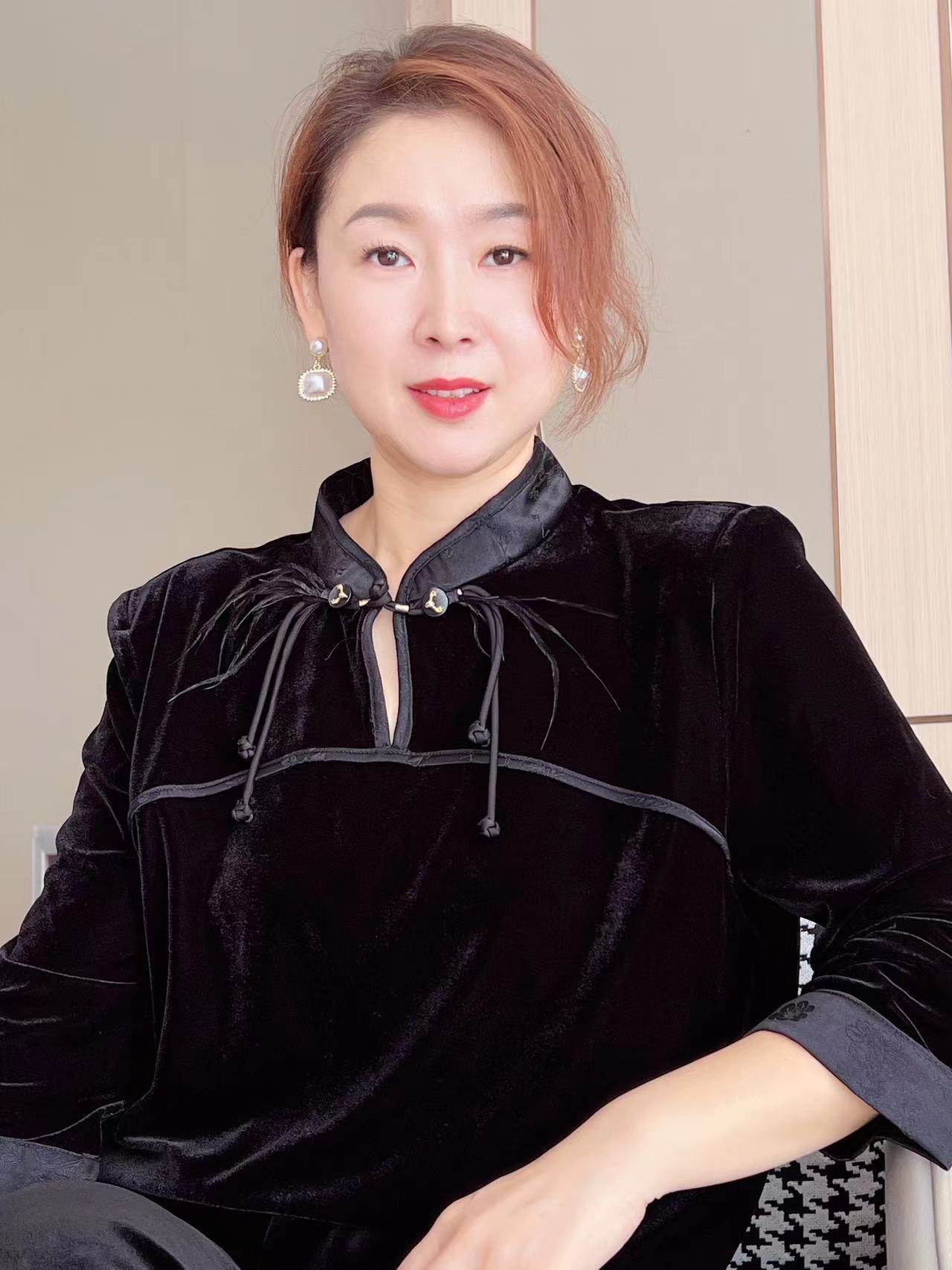 189号《新然》提花复古立领上衣衬衫长袖复古港风常规款黑色