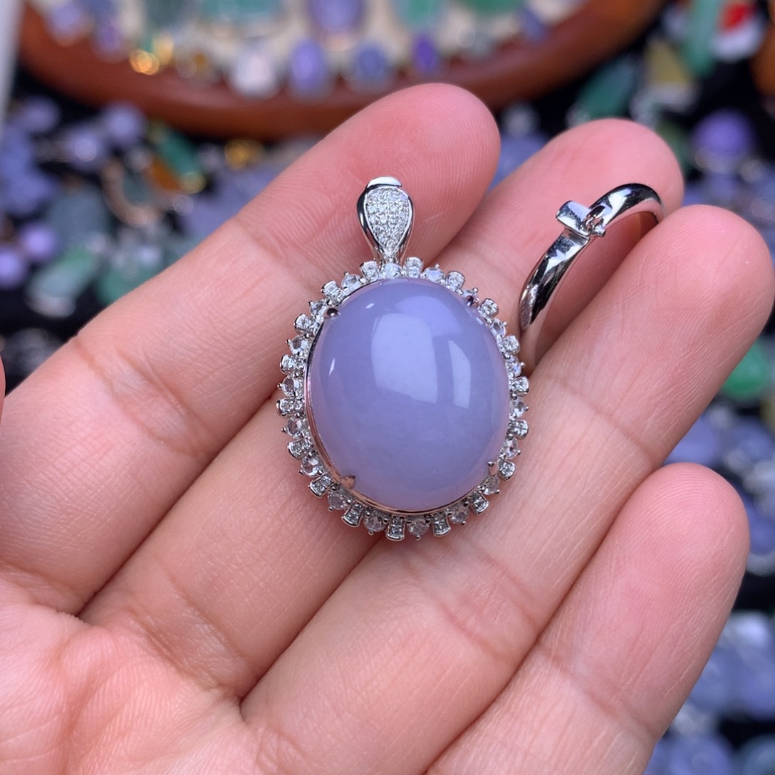 翡翠戒指18K金镶嵌蛋面两用款