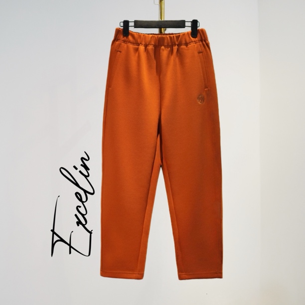 【深橘珠地长裤】舒适显瘦松紧腰百搭洋气穿搭天丝棉女卫裤休闲裤