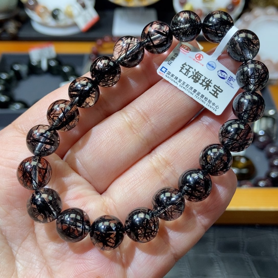 水晶黑发晶手链10mm未镶嵌