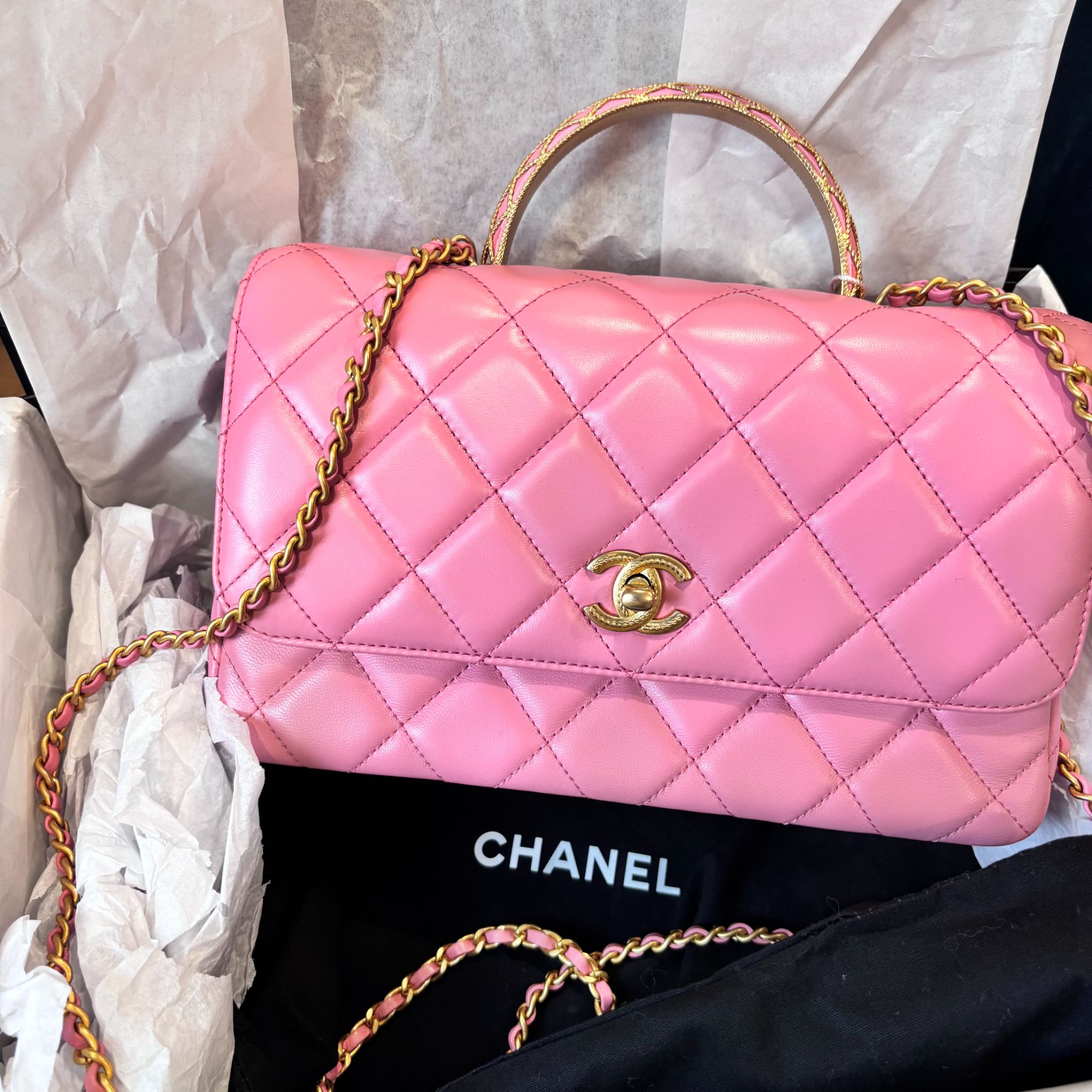 99新 Chanel/香奈儿 多多奢品/香奈儿23A编织手柄口盖斜挎/99新
