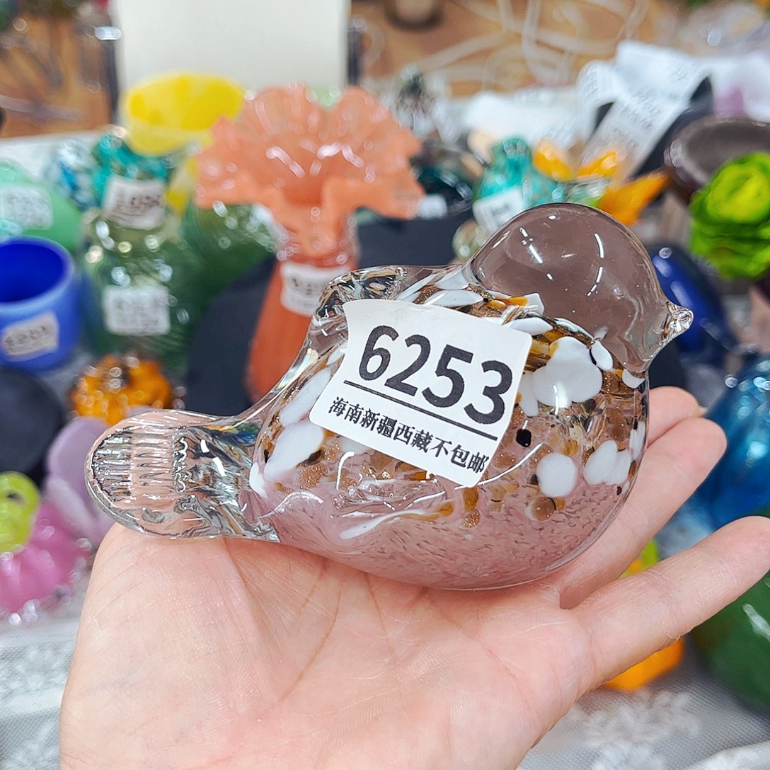 6253 鸟家悦琉璃花瓶摆件
