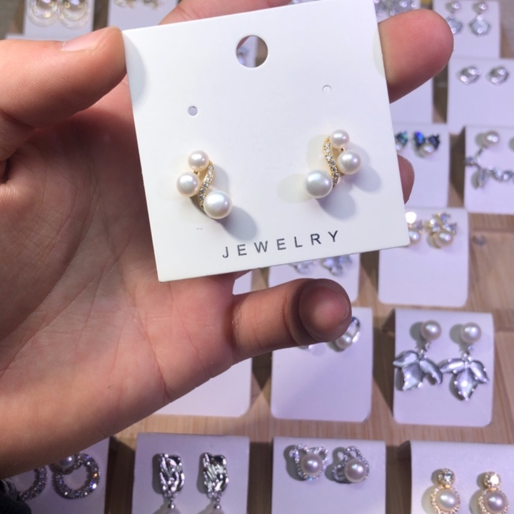 淡水珍珠耳饰银S925镶嵌