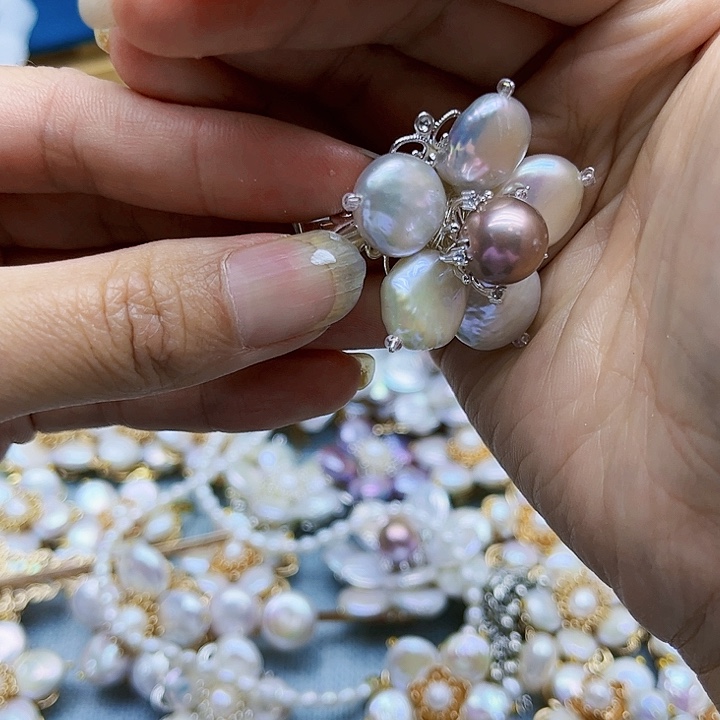 淡水珍珠耳饰银S925镶嵌