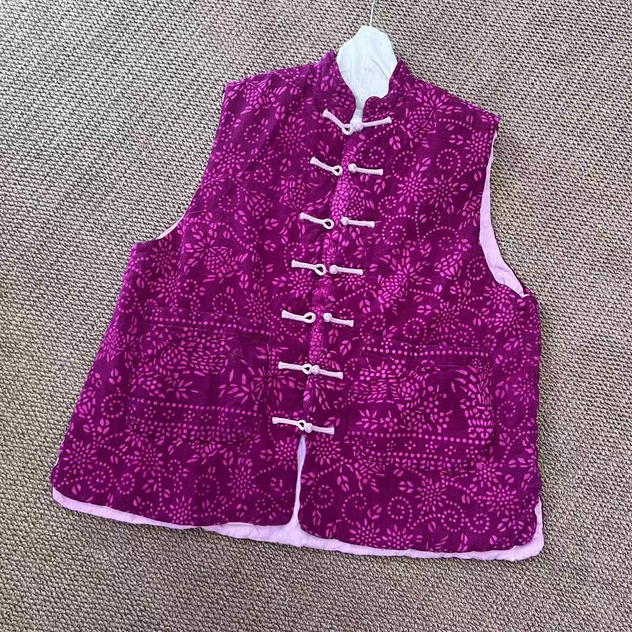 【二囍古朴】25101801火龙果色老蚕丝对襟马甲