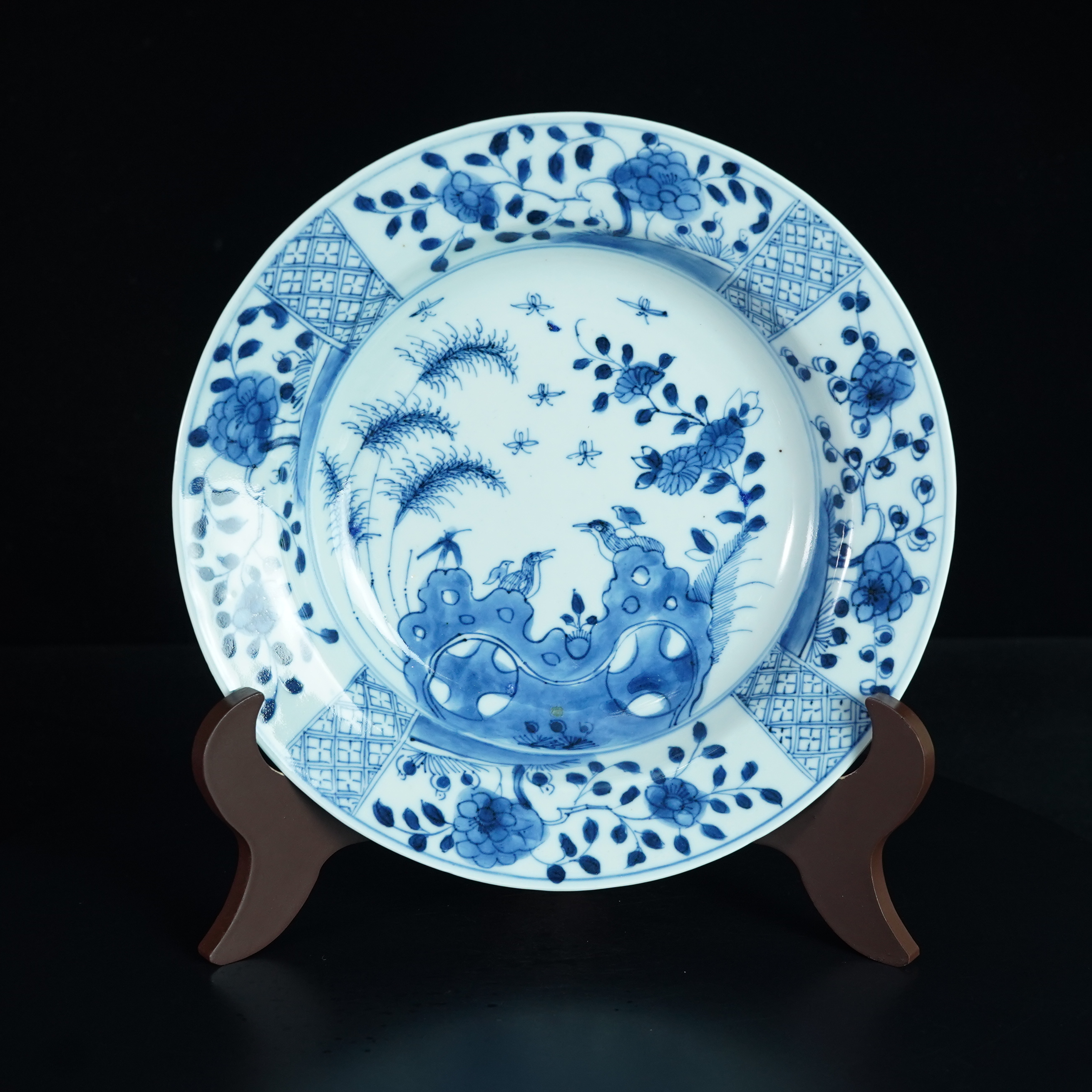 LABC241218043【十竹斋】清康熙安居乐业青花盘