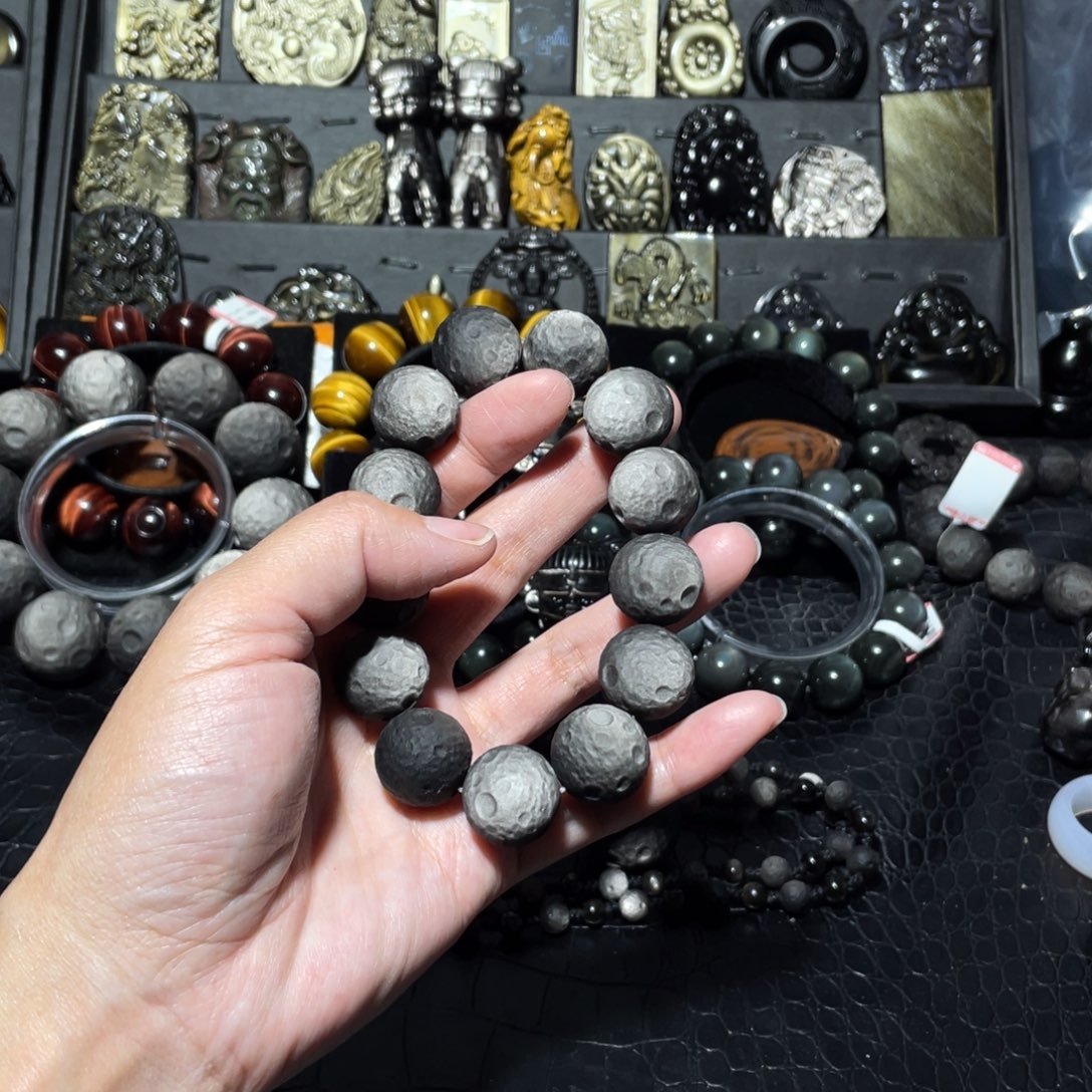 黑曜岩手链未镶嵌伸****指