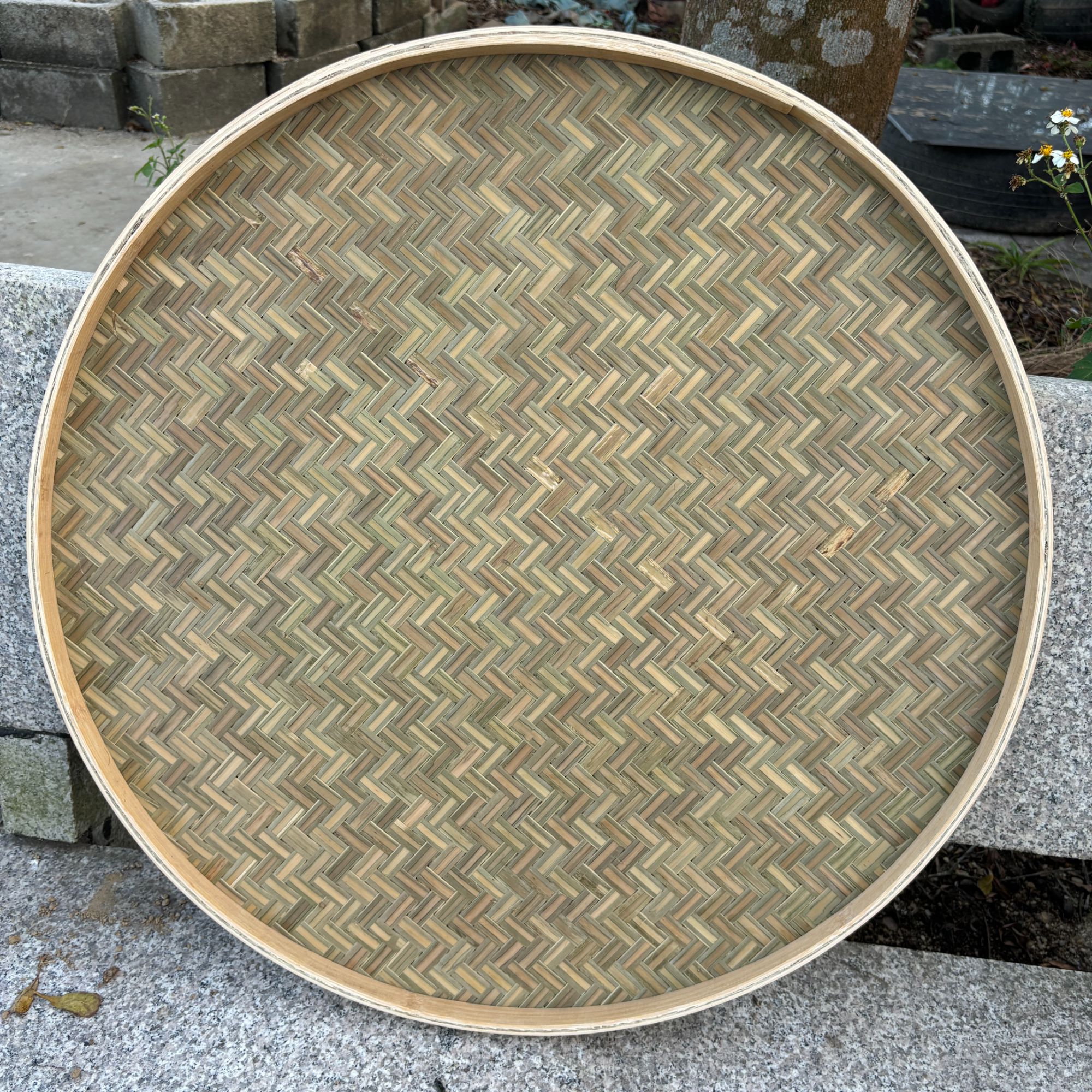 留青无孔80公分竹子头层皮家用筛子竹编晾晒簸箕