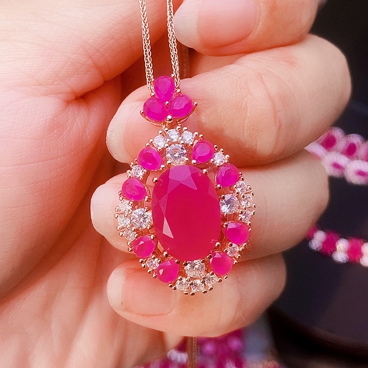 颈饰红宝石银S925镶嵌