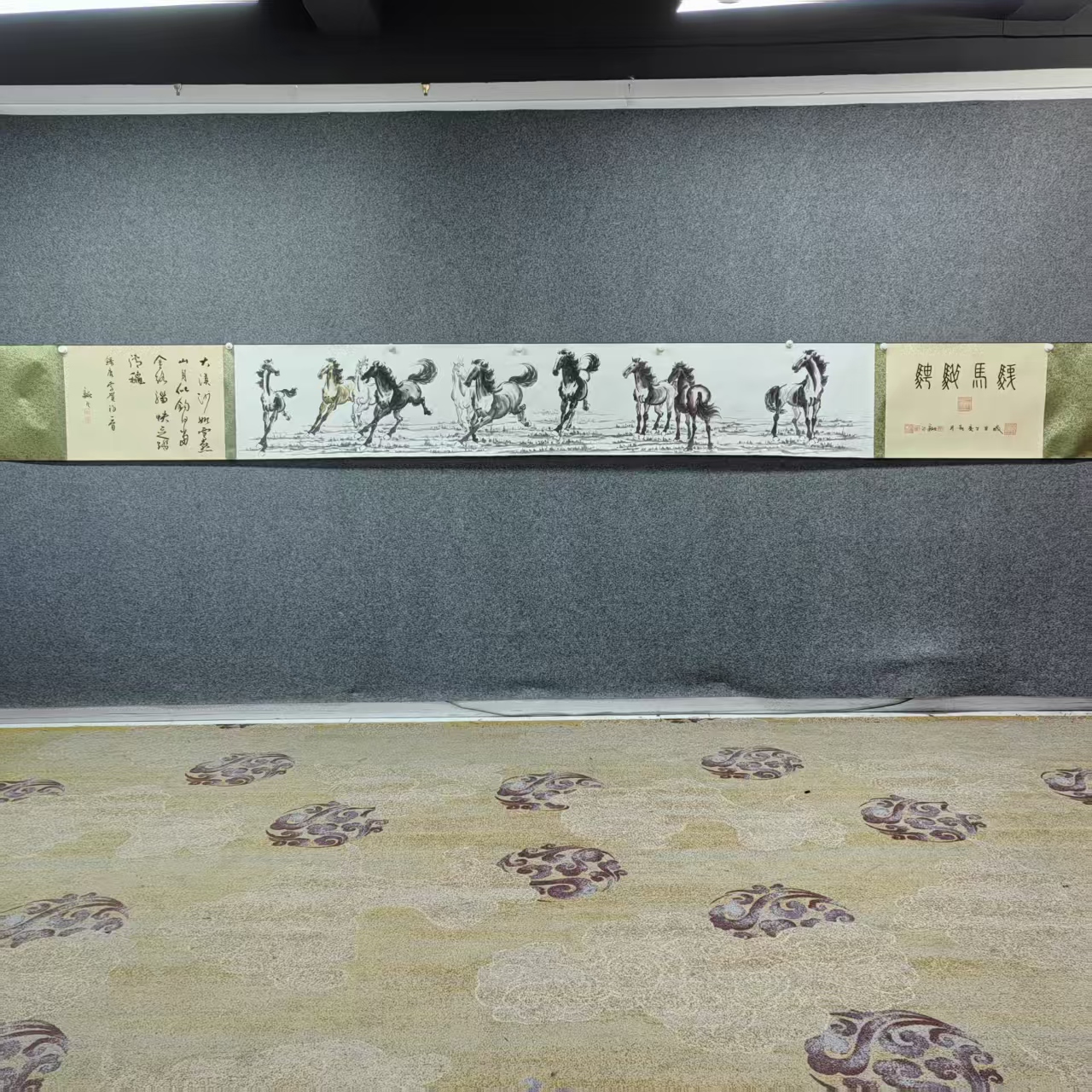  李新社-5米卷轴长卷骏马驰骋山水画