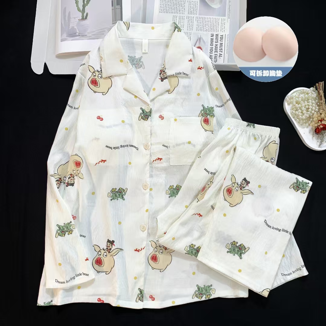 （可拆卸胸垫）春秋季飞猪哪吒新款家居服