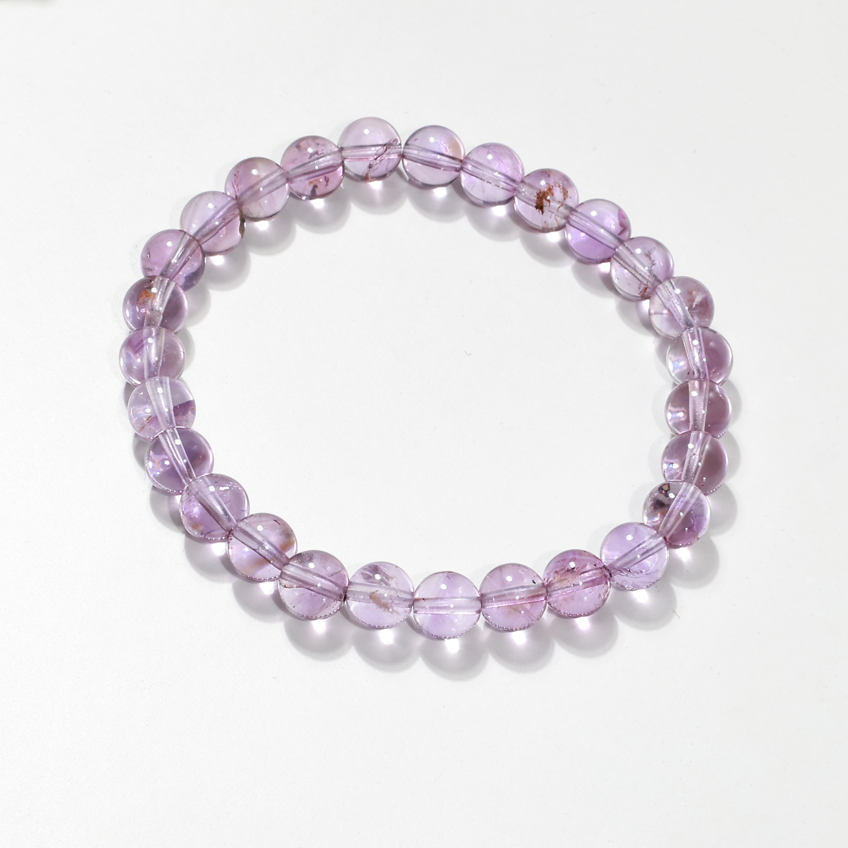 天然水晶玻利维亚紫水晶素串水晶手串7-8mm