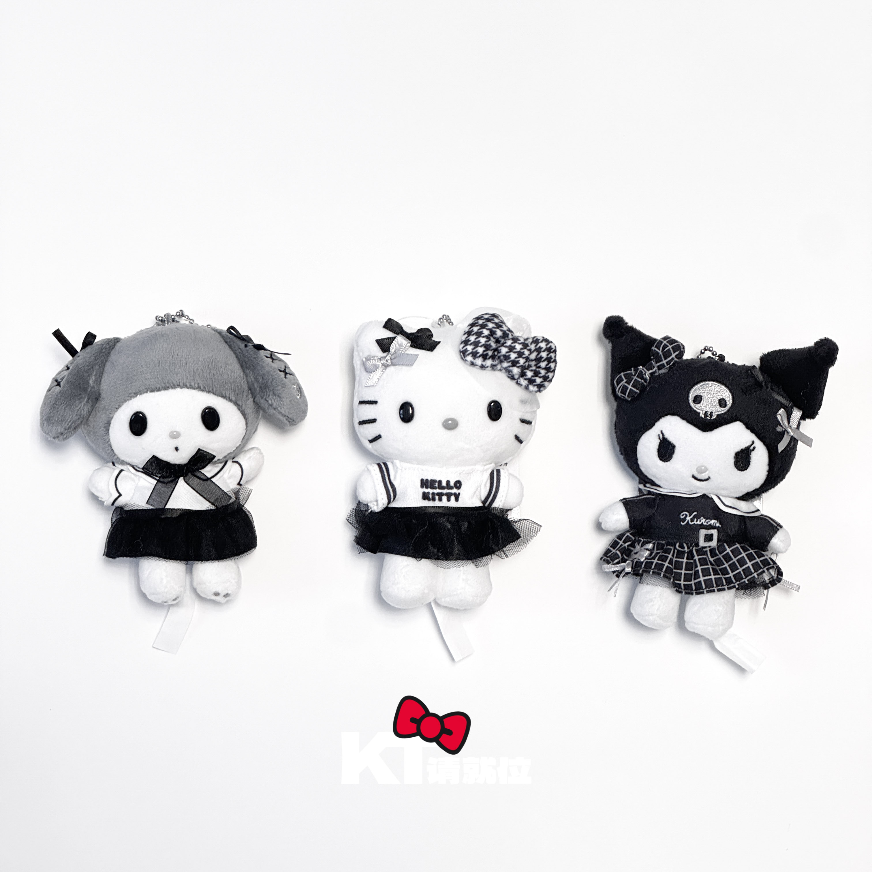 【黑白印象kitty】蝴蝶结蕾丝裙制服少女甜酷风 日版三丽鸥挂件 