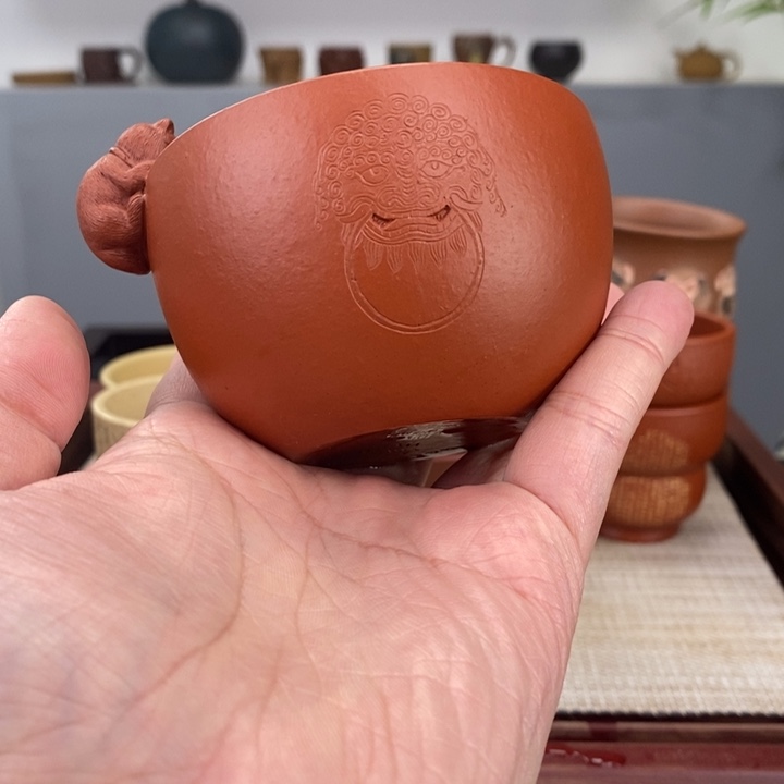 紫砂茶杯土***皮宜兴紫砂主人杯