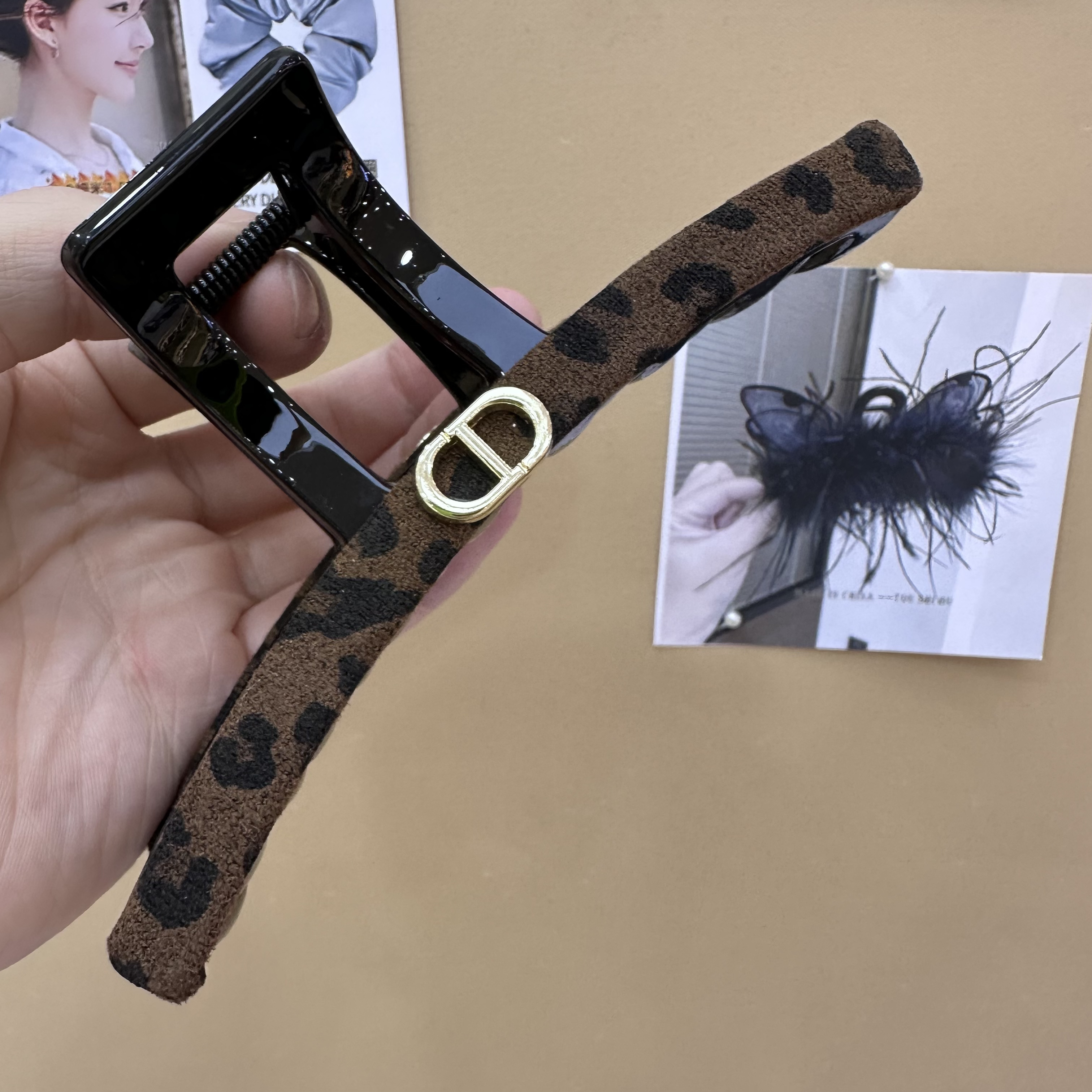 13cm豹纹气质时尚复古简约抓夹 