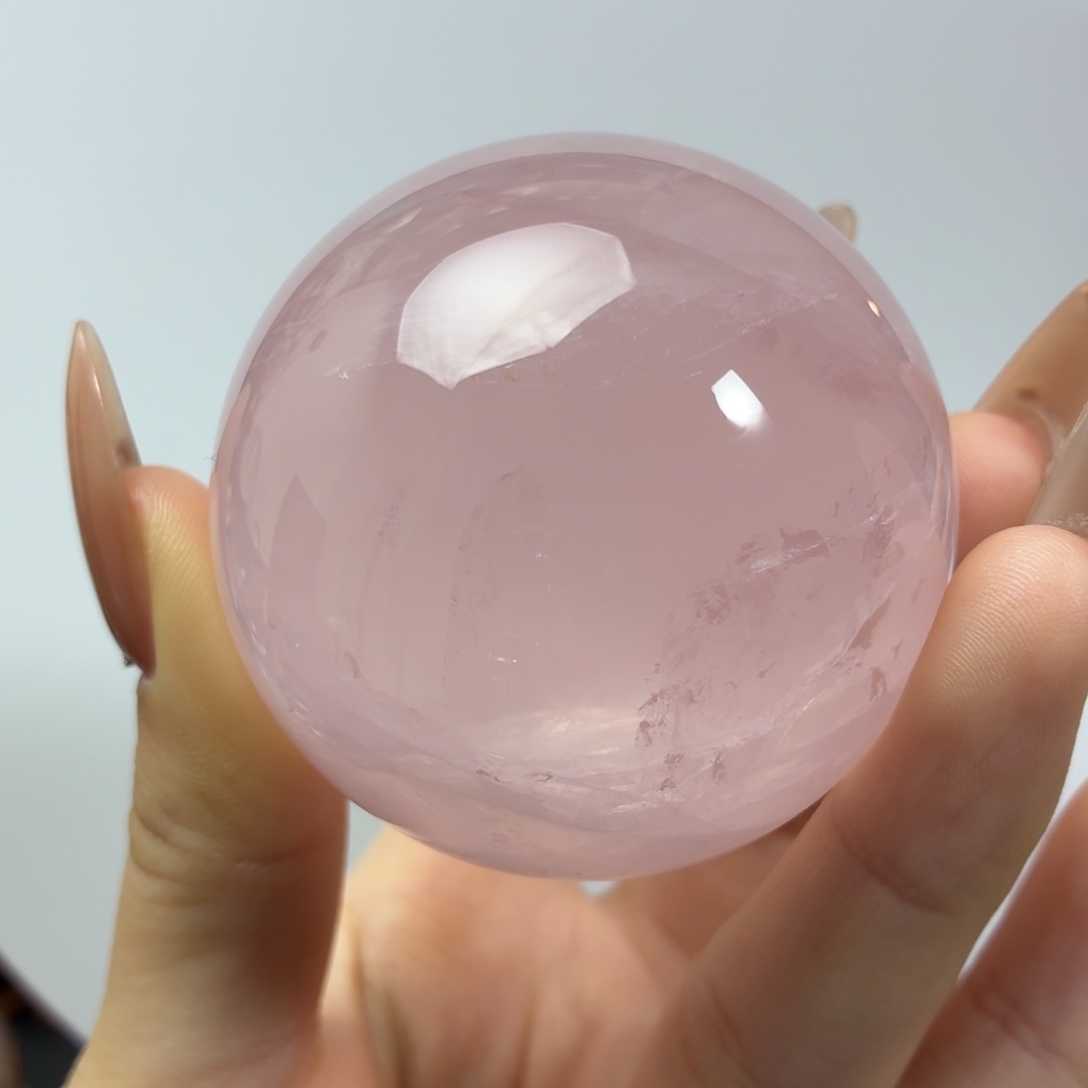 水晶珠宝半成品未镶嵌粉晶5.52cm