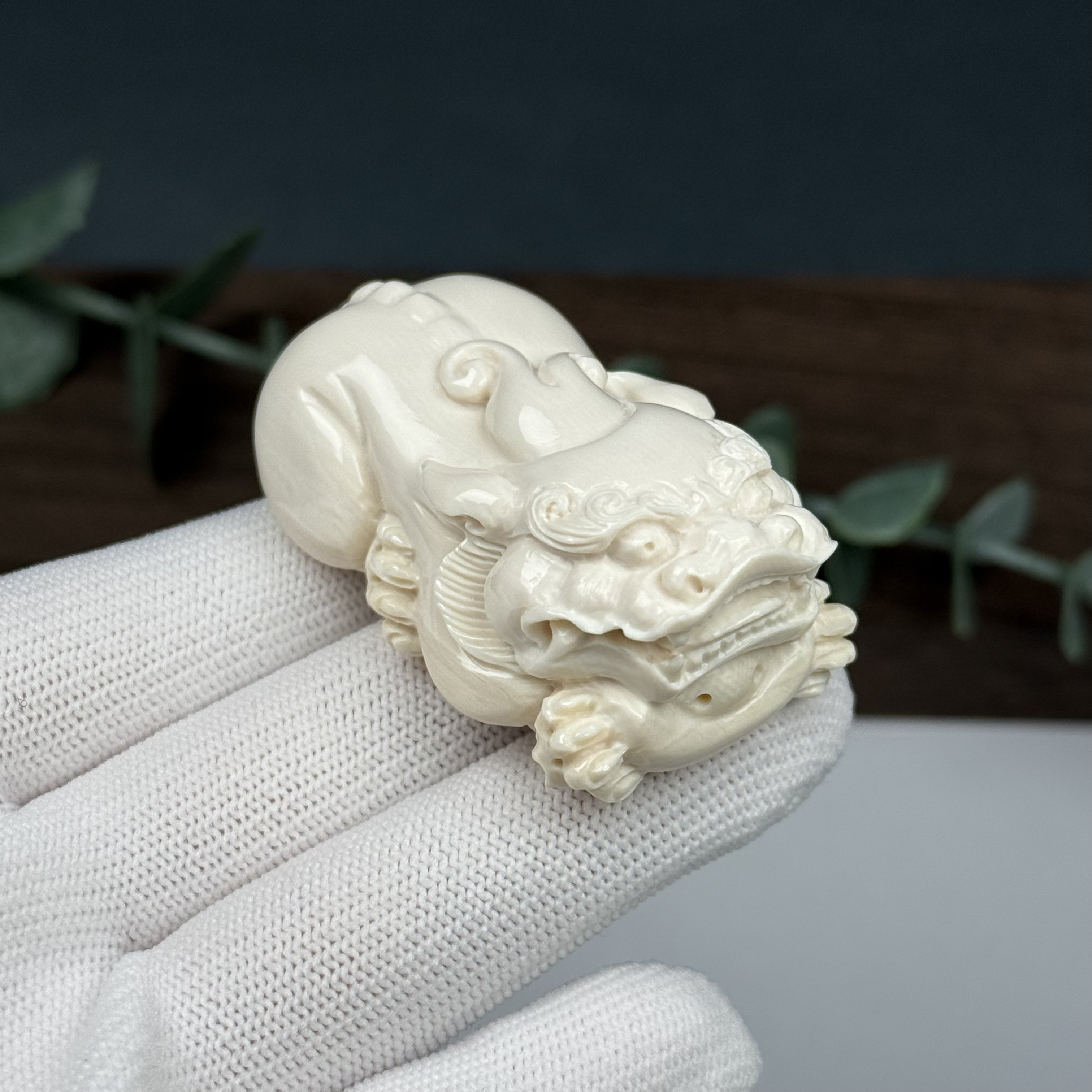 H36-86天然猛犸牙 貔貅32*54.5*23.4mm一物一图假一罚十