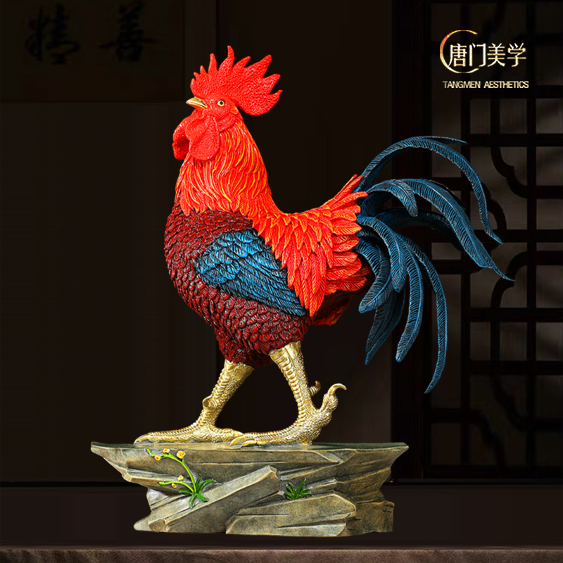 《大吉大利》黄铜公鸡大吉大利铜鸡摆件家居客厅酒柜装饰品开业礼品