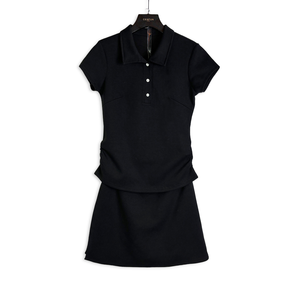 【CENFUN】31*2025气质夏季短袖黑色套装 FD02026
