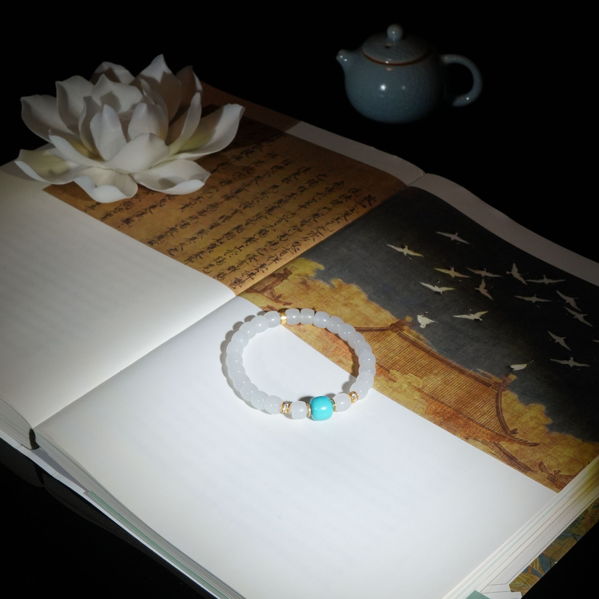 【梁姐妹】似清*和田玉18k金手串羊脂级新疆于田山料直切多样性发一