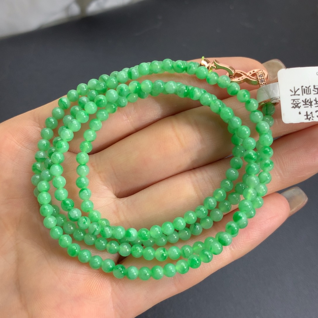 翡翠手链未镶嵌冰胶果阳绿项链卡3.6m m