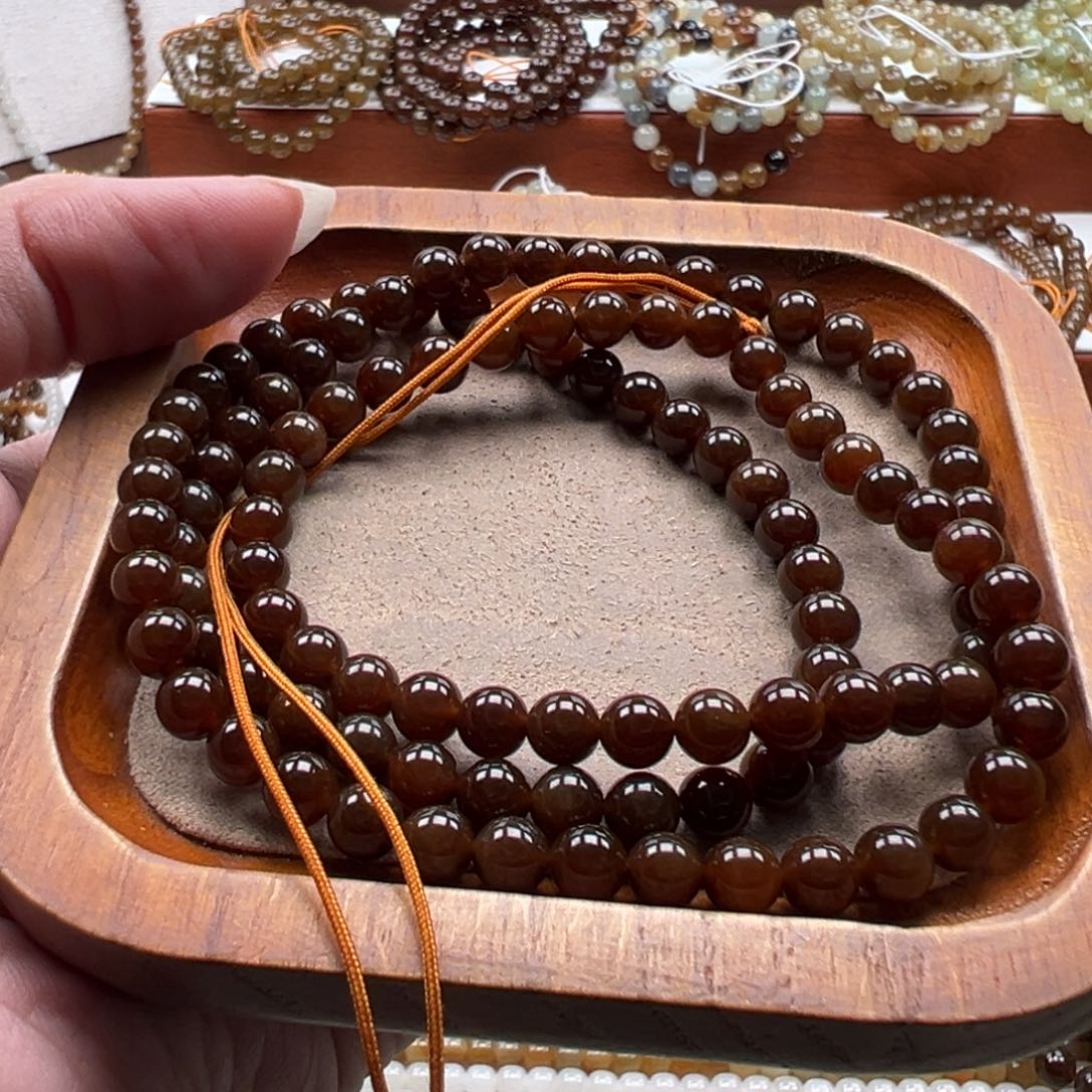 毛衣链未镶嵌和田玉珠串6mm